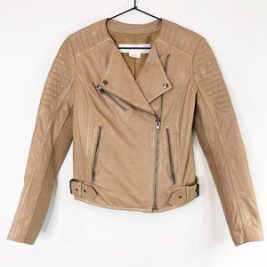 Treasure & Bond Tan Leather Moto Jacket XS